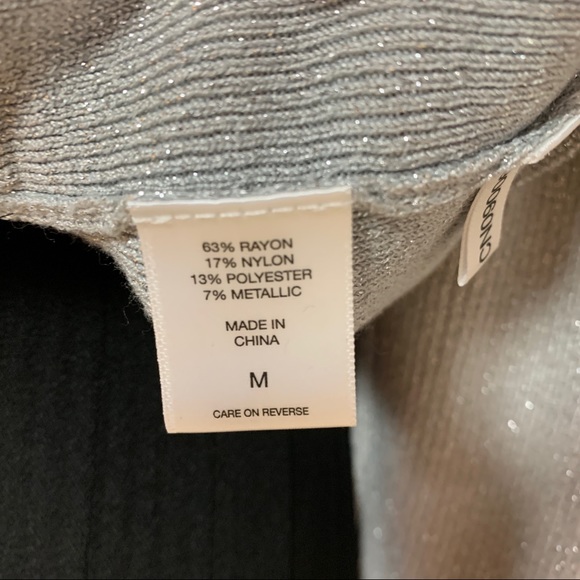 7th Avenue Silver Metallic Off Shoulder Sweater M - Picture 6 of 8